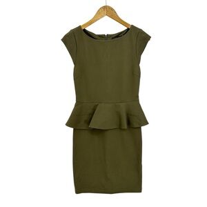 ALICE + OLIVIA Dress Victoria Employed Peplum Cap Sleeve Crew Neck